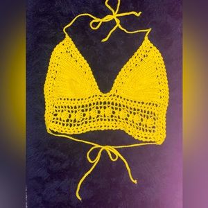 Yellow Crochet Knit Top.